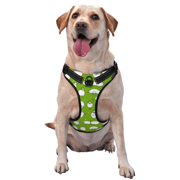 Vsdgher Funny Sheep Doing Yoga Pattern Dog Harness,No Pull Pet Harness with Soft Padded Handle,Adjustable Reflective Vest with 2 Buckles,4 Slide Buckles,S-XL