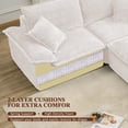 thumbnail image 3 of 81" Oversized Chaise Lounge Chair Indoor, Holaki Fluffy Corduroy Upholstered Springs Loveseat Sofa Bed with Ottoman & Pillows, Modern Comfy Cloud Sofas Couches for Living Room, Bedroom, Beige, 3 of 8