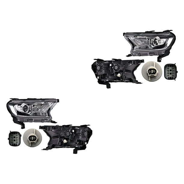 Par de Faros Ranger 2017 A 2020 Ford Fdo Negro Manual/Eléctrico P/Foco H11/H15 C/Lupa C/Luz Día DEPO .