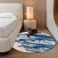 thumbnail image 3 of Coastal Fishes Large Area Rugs for Bedroom Living Room, Soft Non Slip Carpet Bedside Rug, Blue Animal Watercolor Ocean Beige Round Floor Cover Kitchen Accent Rug 4' for Dining Room/Office, 3 of 9