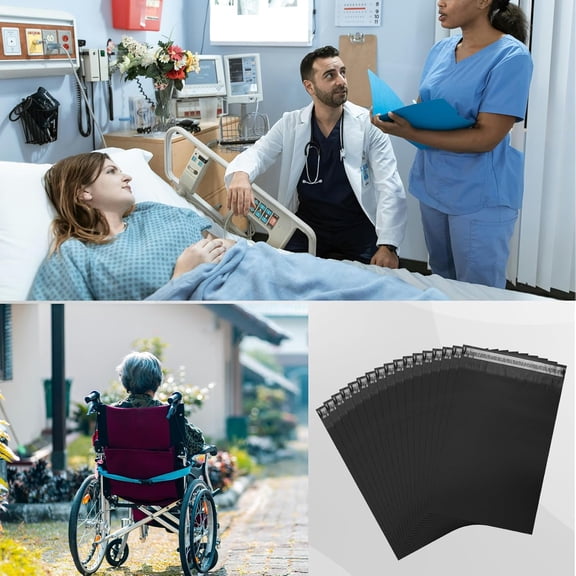 200 Pack Adult Diaper Disposal Bags, Black Disposable Incontinence Pad Bags 9.84 x 13.78inches for Adult Diapers and Personal Hygiene Products