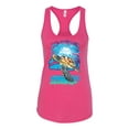 thumbnail image 2 of Wild Bobby, Swimming Sea Turtle Animal Lover Ladies Racerback Tank Top, Raspberry, Small, 2 of 3