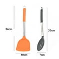 thumbnail image 2 of Paquete de 2 utensilios de cocina de silicona grandes, juego de utensilios de cocina de acero inoxidable sólido y ranurado, resistente al calor, 2 of 5