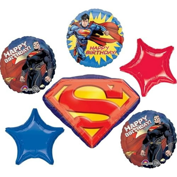 Anagram Superman Birthday Party Supplies Balloon Bouquet Decorations 6pc