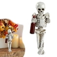 thumbnail image 3 of 4 Pack 7.5 Inch Resin Halloween Skeleton Figurines Holding Wine Bottle, Funny Gothic Skeleton Statues, Desktop Ornaments for Mantel Shelf Table Halloween Party Home Decor, 3 of 5