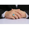 thumbnail image 2 of RYLOS Men's Rings 14K White Gold Ring With Diamonds and Blue Quartz Set in Designer Nugget Style Rings For Men Size 8, 2 of 7