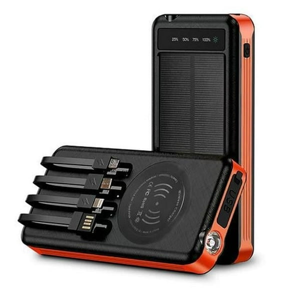 Alpha Digital ZL-809-O Solar Charging Power Bank, Black & Orange