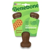 Benebone Wishbone Durable Dog Chew Toy for Aggressive Chewers, Real Peanut, Small