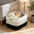 thumbnail image 6 of Woven Cotton Linen Storage Basket, Large Decorative Storage Bin, Multi-Purpose Fabric Basket for Laundry, Toys and Books, Handmade Organizer for Home and Nursery, 6 of 7
