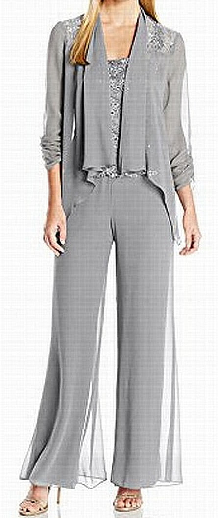Womens Pant Suit Three Piece Chiffon Sequin Walmart Com Walmart Com
