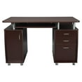 thumbnail image 3 of Pemberly Row 48" Transitional Wood Super Storage Computer Desk in Chocolate, 3 of 12