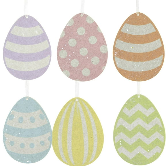 Holiday Ornament Spring Rainbow Egg Ornament Set Wood Glitered Easter Rl1707