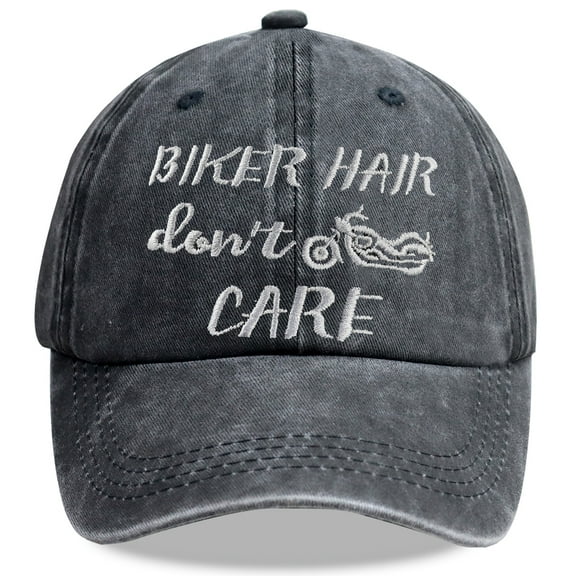Biker Hair Don’t Care Hat, Adjustable Wash Cotton Embroidered Motorcycle Baseball Cap Gifts for Women Girls