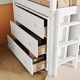 thumbnail image 4 of Euroco Wood Twin Size Loft Bed with Drawers and Cabinets, Pulling Out Desk and Shelves, White, 4 of 16