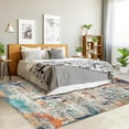 thumbnail image 3 of Washable Area Rugs 8'x10' Non-Slip Modern Abstract Soft for Living Room Entryway Bedroom, Print Pattern, Teal Blue Orange Rust Red Coloreful, 3 of 7