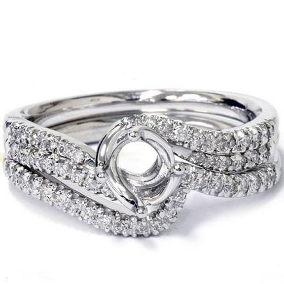 Pompeii 1/3ct Twist Diamond Engagement Wedding Ring Mount Set 14K White Gold (G/H,I1)