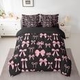 thumbnail image 2 of jejeloiu Cartoon Bow Knot 7-Piece Twin Bedding Sets,Pink Black Bowknot Bedding Comforter Set For Girl Reversible, 2 of 8