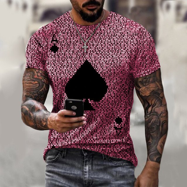 Camiseta de verano 2021 para hombre, camiseta de cuello redondo de estilo callejero para hombre, camiseta de manga corta con estampado de póker a la moda, camiseta con estampado de rayas de cebra Tan Jianjun unisex