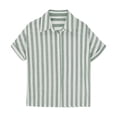thumbnail image 5 of Glisme T-shirts for Girls Striped Print Shirt Short Sleeve Lapel Neck Shirts Summer Fashion Girl Top Size 14-15 Years Green, 5 of 5
