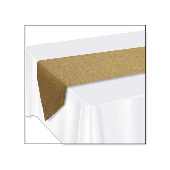Beistle Faux Burlap Table Runner, 12" x 6', Tan/Brown