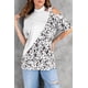 thumbnail image 3 of ABPHQTO Top blanco asimétrico con hombros descubiertos y cuello simulado de leopardo con bloques de color para mujer, 3 of 5