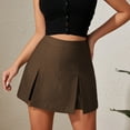 thumbnail image 2 of Felirenzacia Mini Skirt High Waist Zip Up Split Bodycon Fitted Party A Line Skirt Skort with Short, Brown,XL, 2 of 8