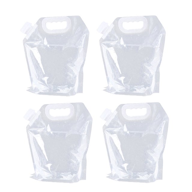 4 Pcs 5L Outdoor Folding Bucket Water Portable Water Storage Container Water Storage Bag for Hiking Hunting Travel Camping (Transparent)
