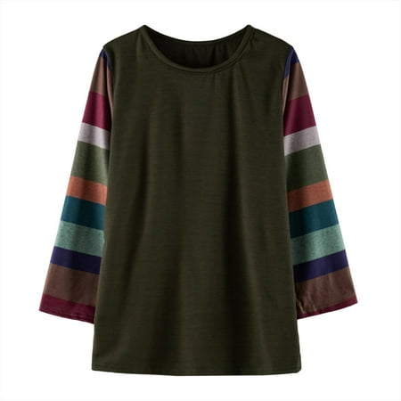 

Otqutp Kids Swing Blouse Toddler Girl Boy Striped Sleeve Patchwork Top Is Casual And Loose Fashion Crewneck T Shirt for 4 To 13 Years