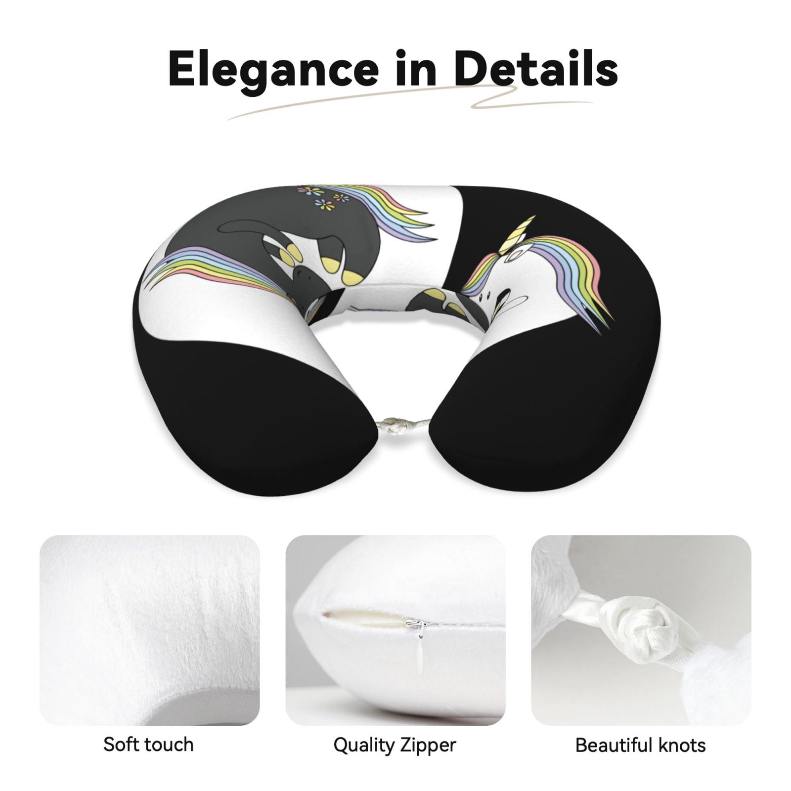 Xecao Unicorn in Yoga Print Memory Foam Cervical Neck Pillow Versatile U-Shaped Pillows for Home,Office,Camping,Travelling,Soft Washable Cover