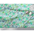 thumbnail image 2 of Soimoi Green Cotton Duck Fabric Leaves & Periwinkle Floral Print Fabric by the Yard 42 Inch Wide, 2 of 3
