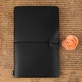 thumbnail image 1 of Cuaderno de viaje clásico de cuero PU, diario personalizado, Bloc de notas recargable (negro), 1 of 5