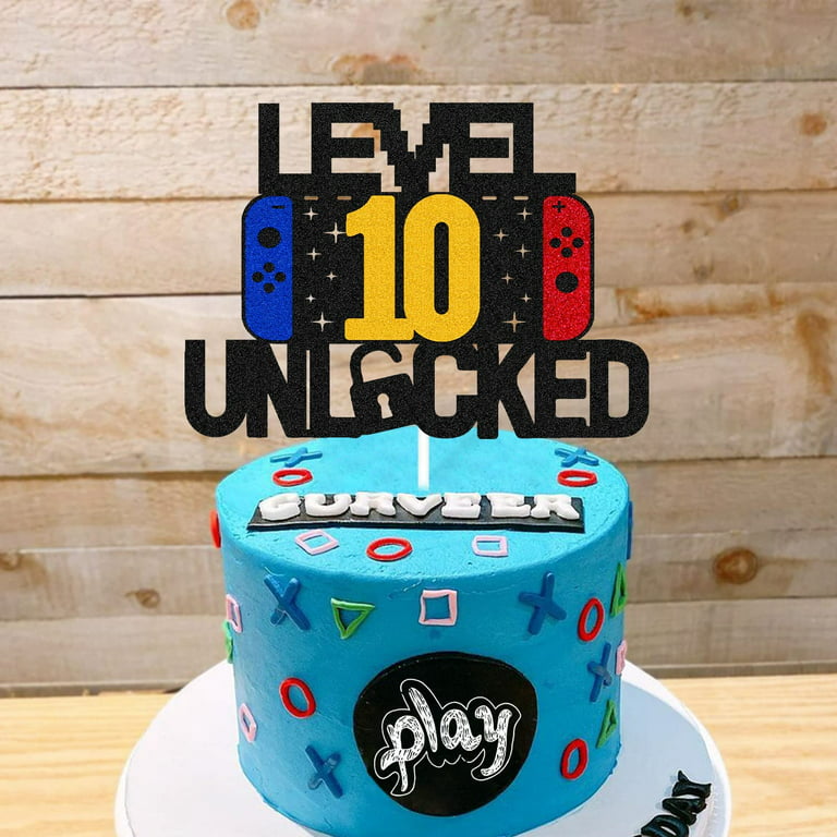 Level 10 Game Birthday Cake Topper - Video Game Boy's 10th