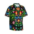 thumbnail image 2 of Kll Men'S Hawaiian Shirt Short Sleeve Button Down Beach Shirts-Roosters And Flowers, 2 of 8