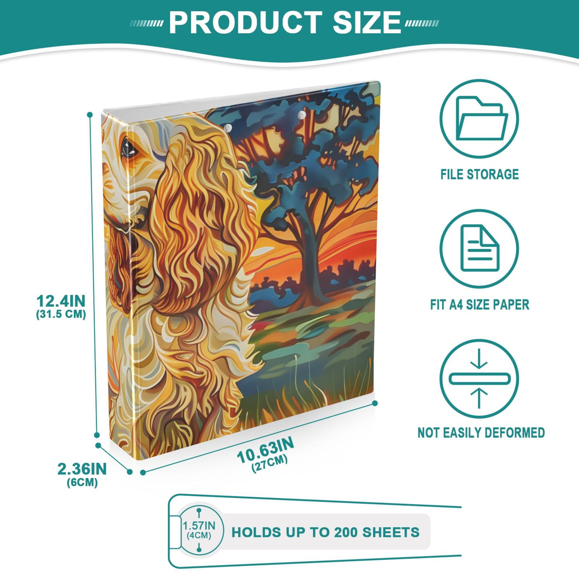 Lovely Dog 3 Ring Binders 1.5 inch Hardcover File Folders with Interior Pockets A4 Size Organizer for School Office Hospital