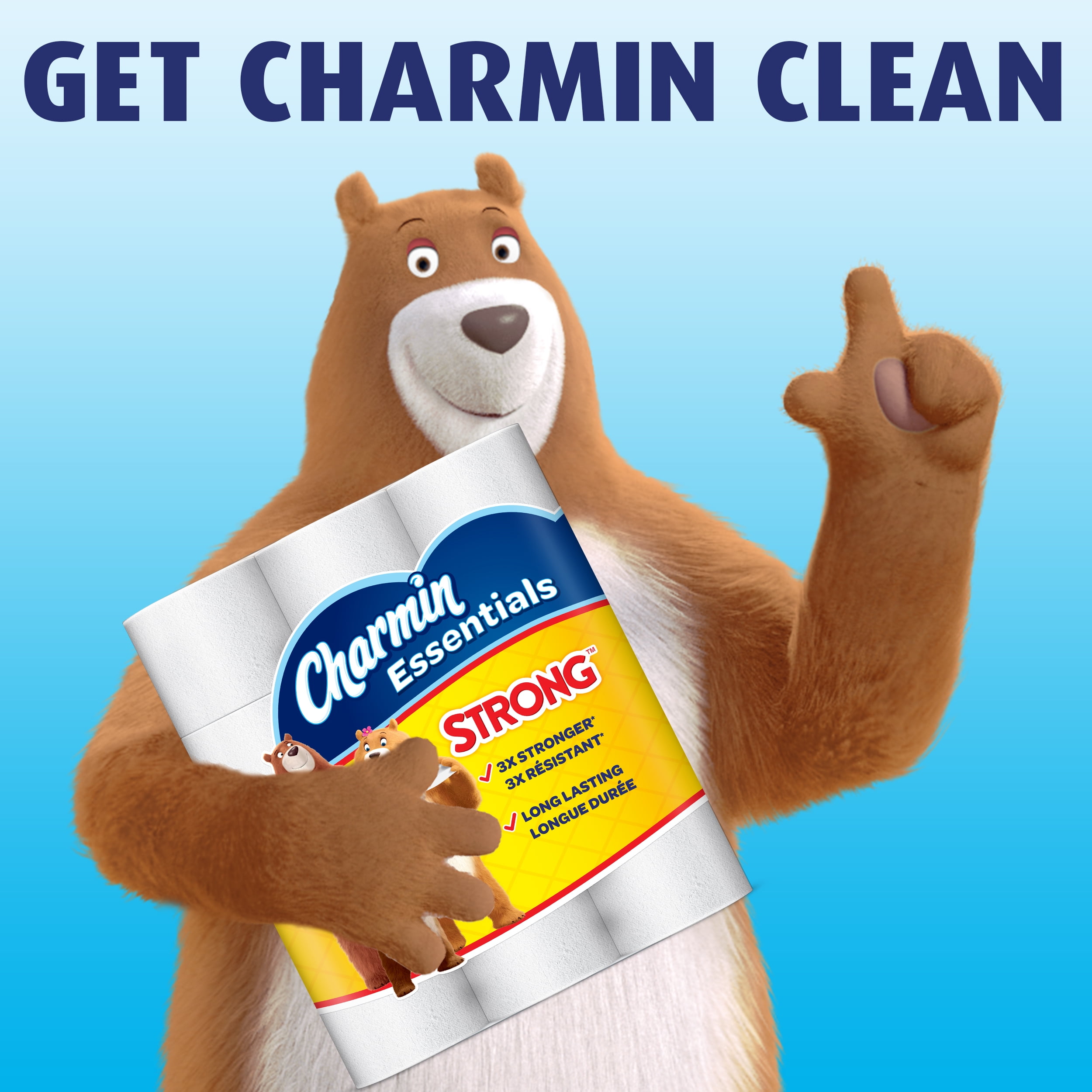 Charmin Essentials Toilet Paper, Strong, 12 Mega Rolls