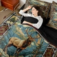 thumbnail image 4 of Castle Fairy Teens Safari Deer Pike Fish Twin Bedding Sets 7-Piece,Vintage Bohemian Tribal Aztec Bedding Comforter Set Microfiber,Jungle Animal Breathable Sheet Sets,Super Cozy Room Decor,Reversible, 4 of 8