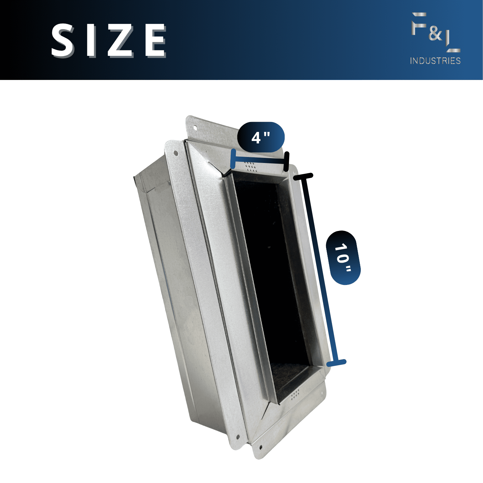 F&L R4 Insulated Galvanized Ceiling Register Box - Connects Register Vent and Diffuser, HVAC Duct Boot" (10" X 4")