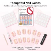CurvLife Black & Gold Glitter Line Press-On Nails - 30PCS Short Square, Non-Toxic & Reusable, Metallic Sparkle