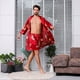 thumbnail image 4 of M-5XL de talla grande para hombre, bata y pantalones cortos, conjunto de dormir informal, 2 uds., lencería íntima, albornoz de manga larga, Kimono de satén, pijama para el hogar, 4 of 4