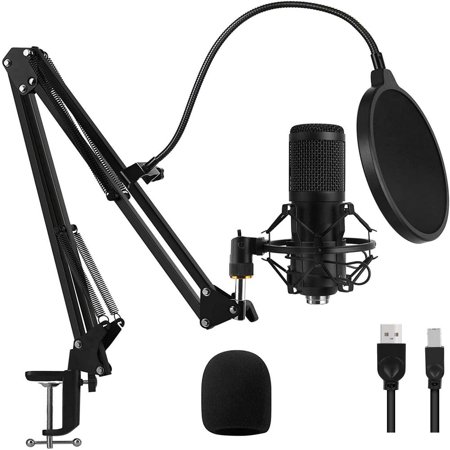 NEWCE Gaming Microphone Streaming Podcast PC Microphone Condenser Mic Kit with Flexible Arm for Skype Youtuber Gaming Recording Singing PS4 Computer Studio Laptop