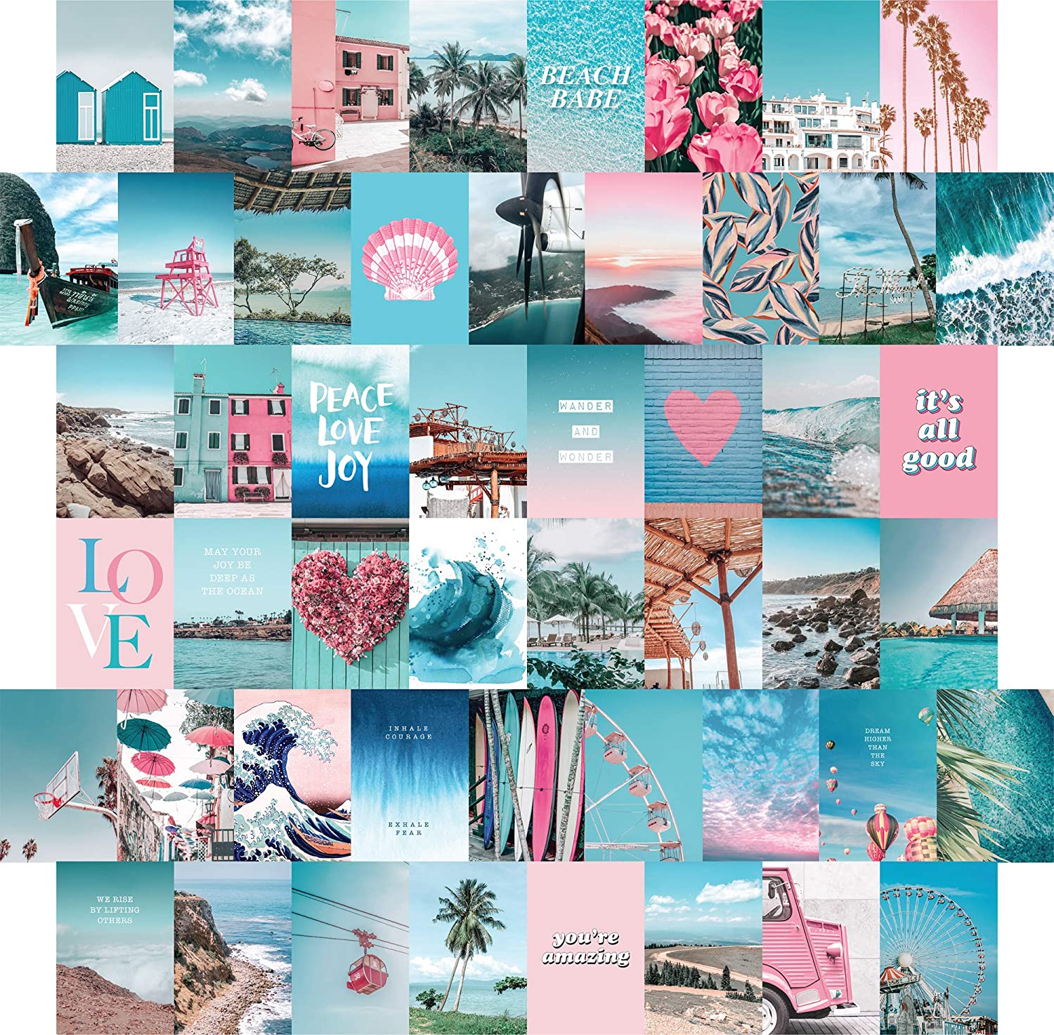 Blue Wall Collage Kit Aesthetic Pictures, 50 Set 4x6 inch