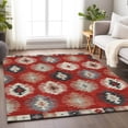 thumbnail image 5 of HomeRoots 677657 10 x 14 ft. Red, Ivory & Gray Southwestern Washable Machine Made Rectangle Area Rug with UV Protection, 5 of 9