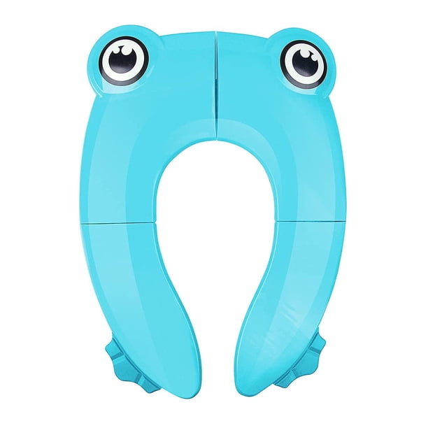 Asiento de inodoro plegable para niños, asiento de inodoro portátil para niños, entrenador de orinal de viaje para niños pequeños con bolsa de almacenamiento, rana rosa Feliz Sencillez