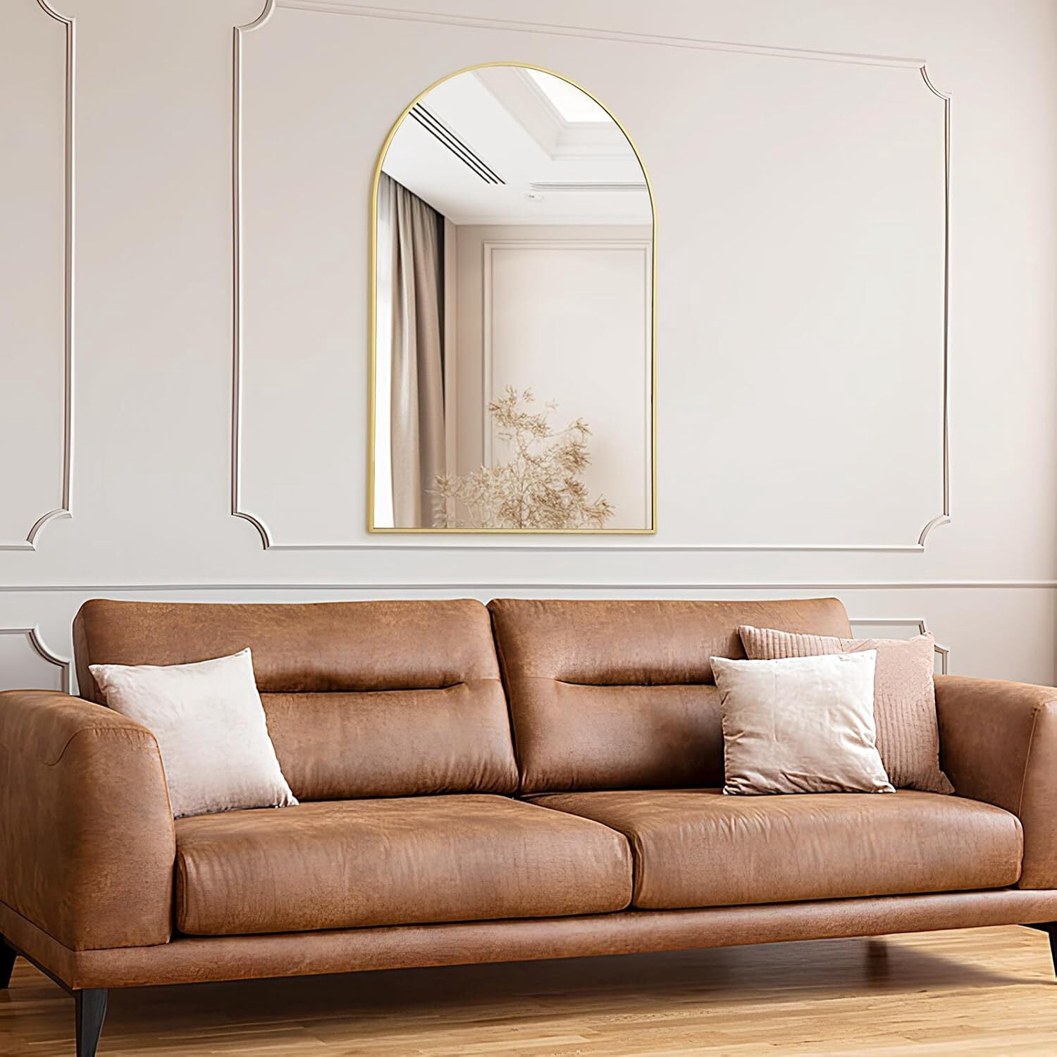 SHATTERVUE 30"x 20.1"Arched Bathroom Mirror Wall Mounted Mirror,Gold