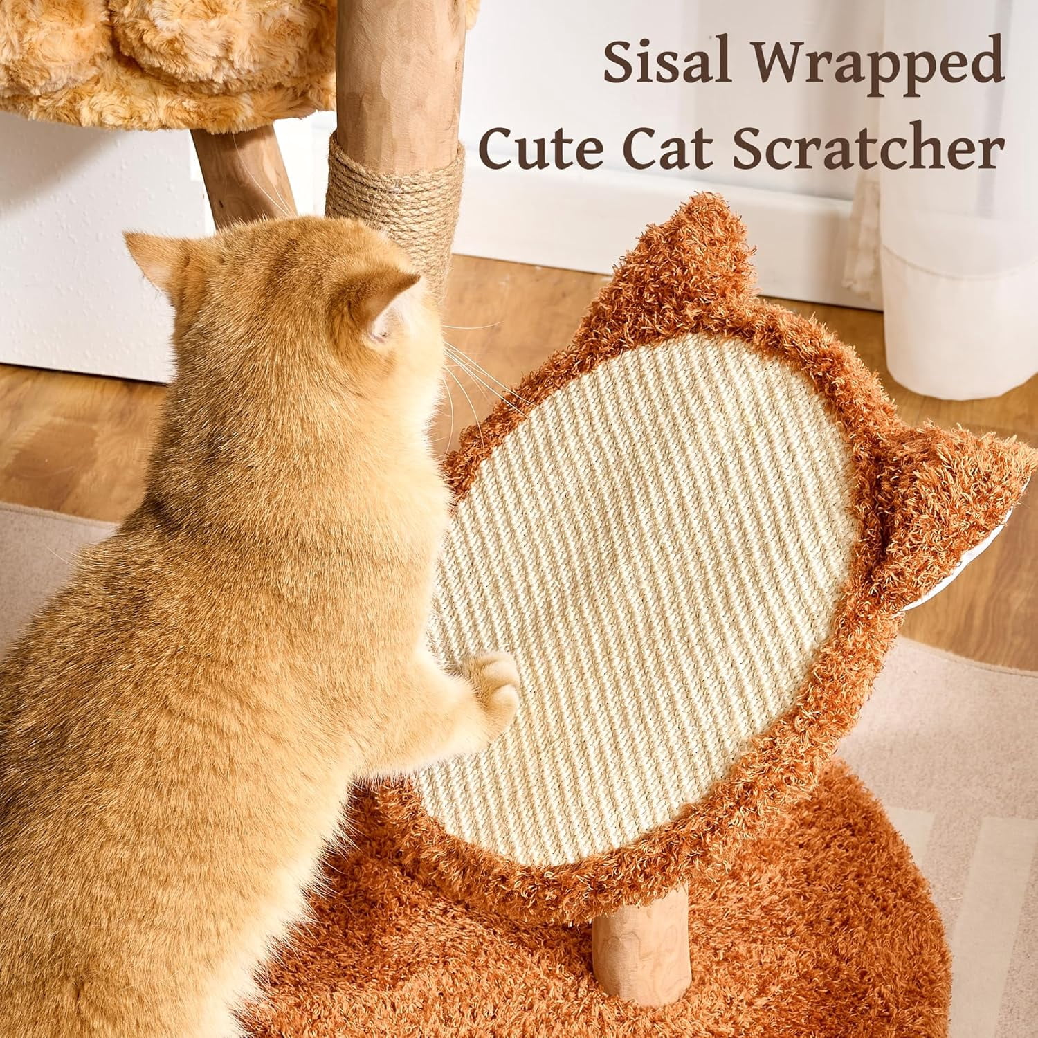 Modern Natural Solid Wood Cat Tree Tower for Indoor Cats Large Adult, 30 inch Flower Cat Tree with Scratching Post, Luxury Aesthetic Cat Tree with Cloud-Soft Flower Perches and Sisal Scratching Pad