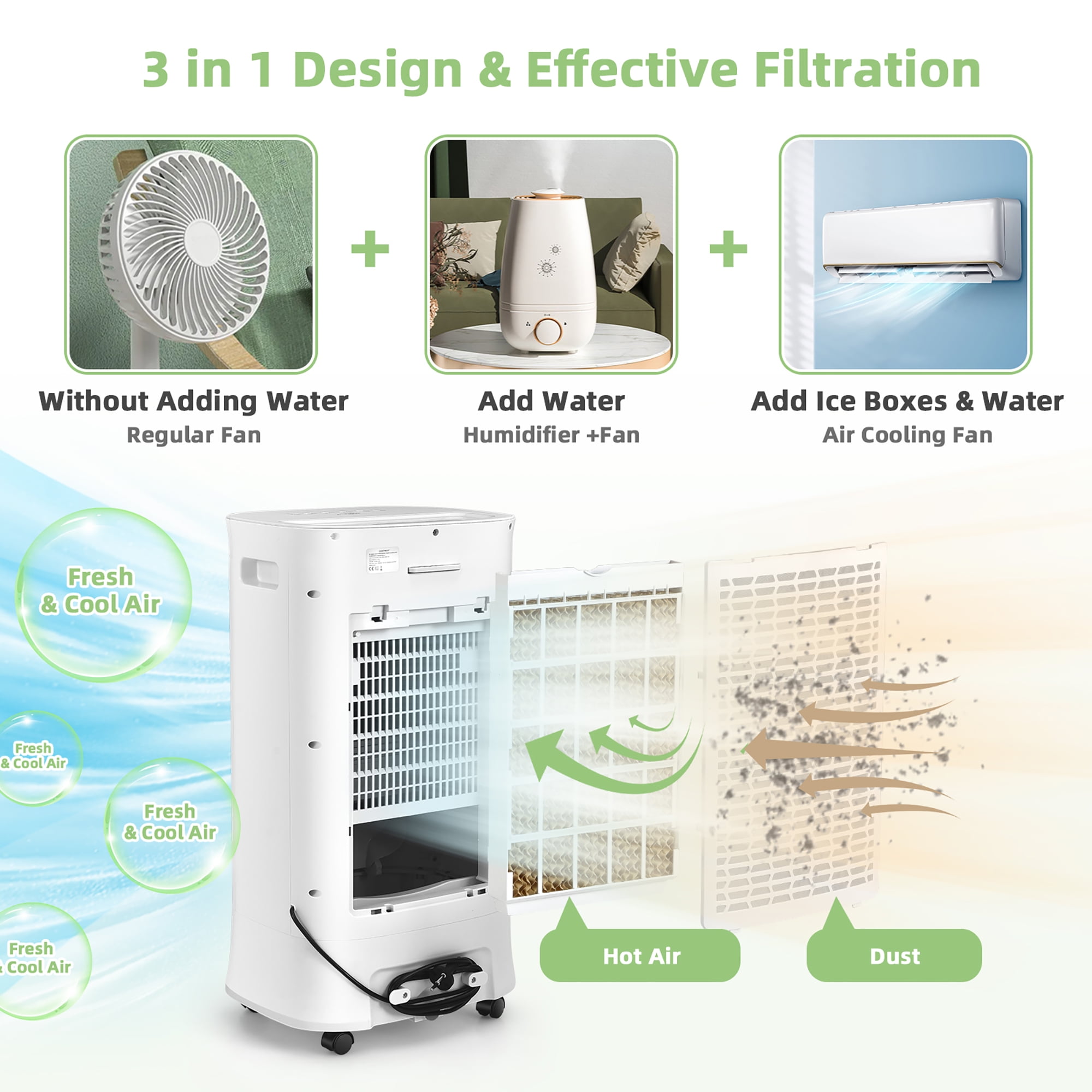 Costway 2 gal 500 sq ft Ultrasonic Cool Mist Humidifier,White