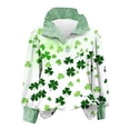 thumbnail image 2 of St. Patrick's Day Hoodie for Women Classic Plaid Pattern Ribbed Collared Button Placket Long Sleeve Loose Fit Festive Holiday Graphic Top, 2 of 6