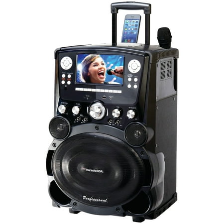 GP978 Complete Professional Bluetooth Karaoke System- 100 Watt Power Output includes 2 Microphones, Remote Control, 7€ Color Screen, Record Function with wheels. Plays