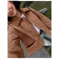 thumbnail image 5 of Women'S Winter Quilted Jackets Long Sleeve Button Down Puffer Jacket Outerwear Coats with Pockets Brown M, 5 of 6