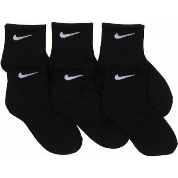 Nike Boy's Mesh & Cushioned Ankle Socks 6-Pack (Little Kid) Black 4-5 Little Kid